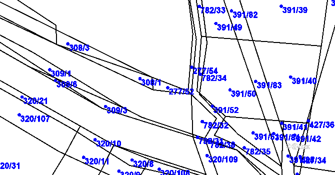 Parcela st. 277/52 v KÚ Lom, Katastrální mapa
