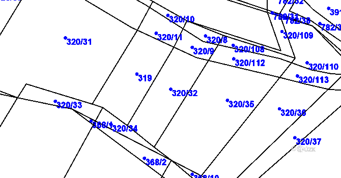 Parcela st. 320/32 v KÚ Lom, Katastrální mapa