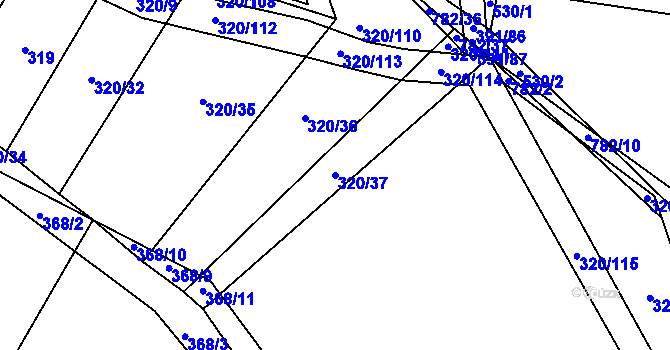 Parcela st. 320/37 v KÚ Lom, Katastrální mapa