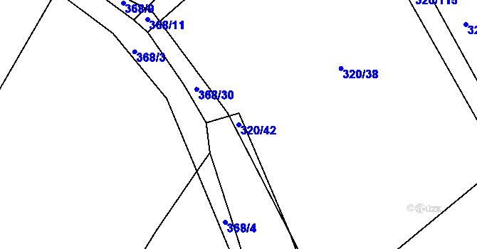 Parcela st. 320/42 v KÚ Lom, Katastrální mapa