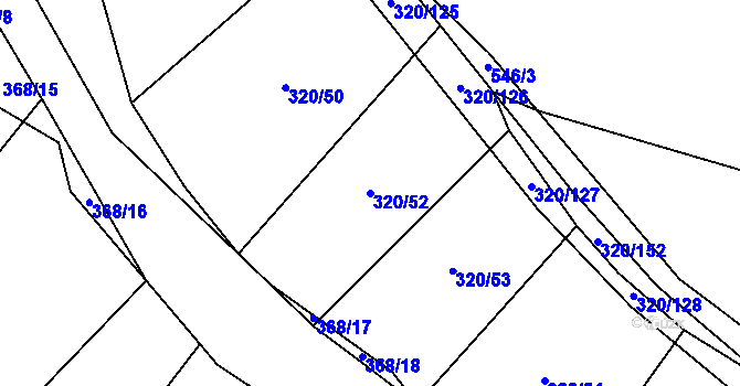 Parcela st. 320/52 v KÚ Lom, Katastrální mapa