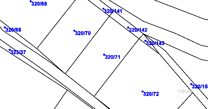 Parcela st. 320/71 v KÚ Lom, Katastrální mapa