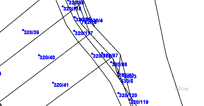 Parcela st. 320/87 v KÚ Lom, Katastrální mapa