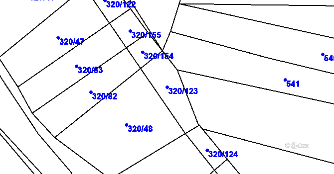Parcela st. 320/123 v KÚ Lom, Katastrální mapa