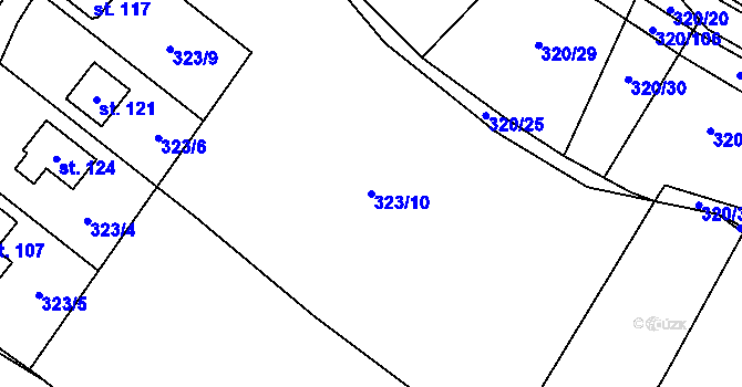 Parcela st. 323/10 v KÚ Lom, Katastrální mapa