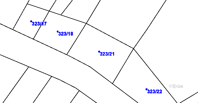 Parcela st. 323/21 v KÚ Lom, Katastrální mapa