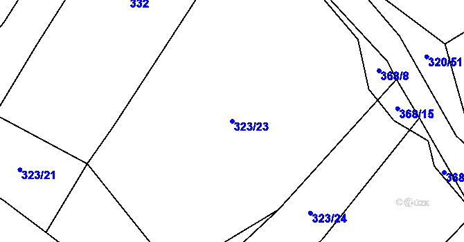 Parcela st. 323/23 v KÚ Lom, Katastrální mapa