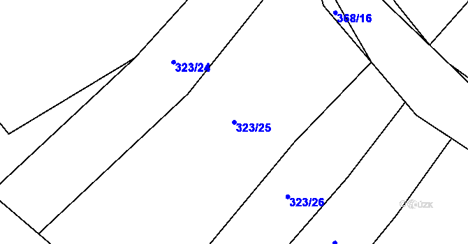 Parcela st. 323/25 v KÚ Lom, Katastrální mapa