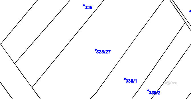 Parcela st. 323/27 v KÚ Lom, Katastrální mapa
