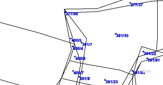 Parcela st. 391/7 v KÚ Lom, Katastrální mapa