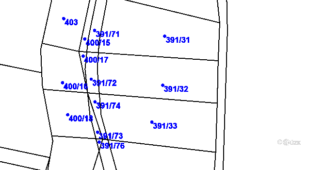 Parcela st. 391/32 v KÚ Lom, Katastrální mapa