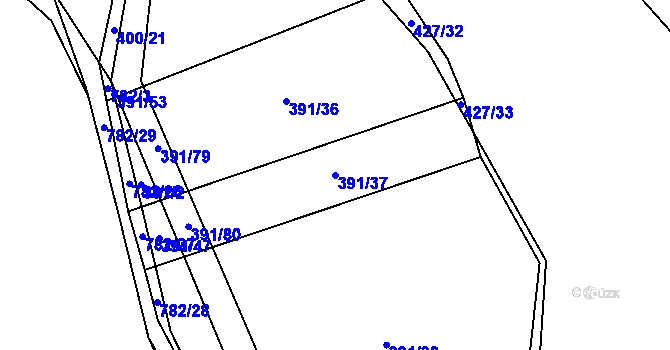 Parcela st. 391/37 v KÚ Lom, Katastrální mapa