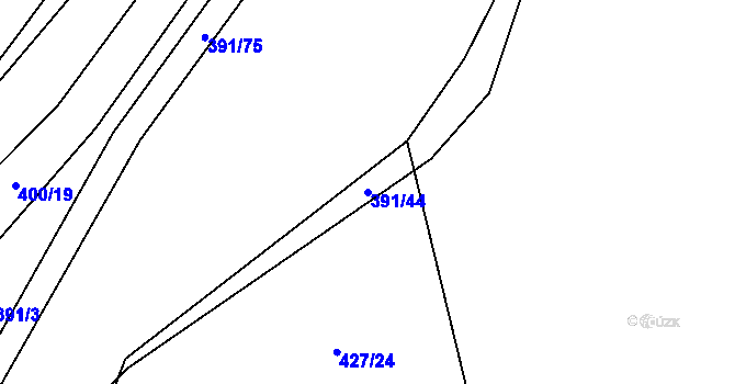 Parcela st. 391/44 v KÚ Lom, Katastrální mapa