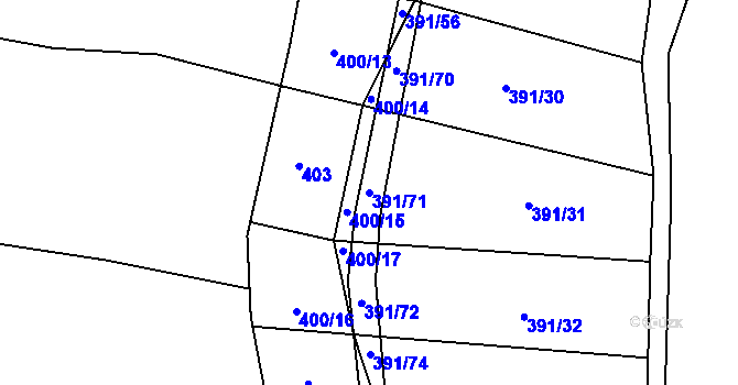 Parcela st. 391/71 v KÚ Lom, Katastrální mapa