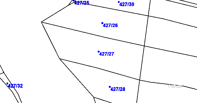 Parcela st. 427/27 v KÚ Lom, Katastrální mapa