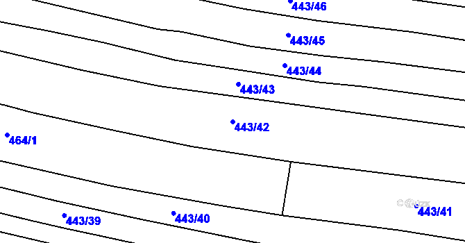 Parcela st. 443/42 v KÚ Lom, Katastrální mapa