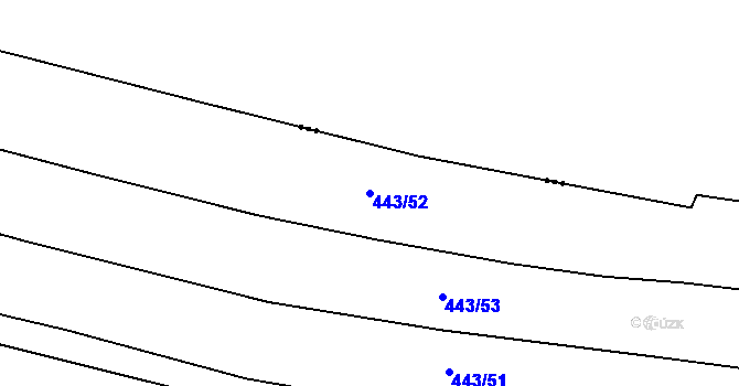 Parcela st. 443/52 v KÚ Lom, Katastrální mapa