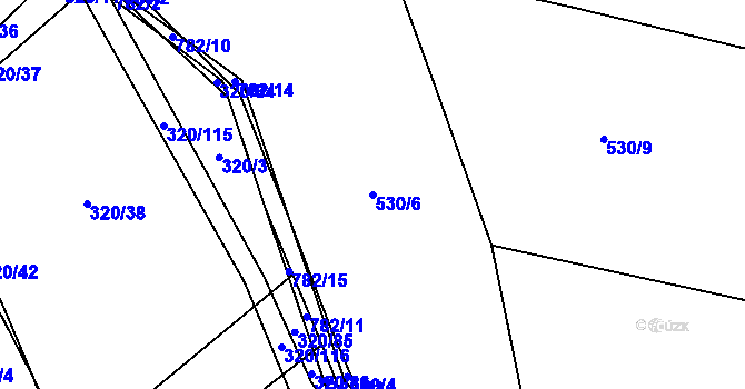 Parcela st. 530/6 v KÚ Lom, Katastrální mapa