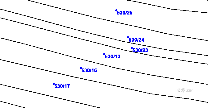 Parcela st. 530/13 v KÚ Lom, Katastrální mapa