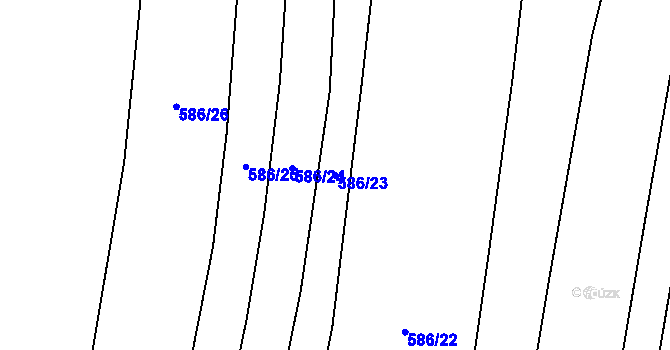 Parcela st. 586/23 v KÚ Lom, Katastrální mapa