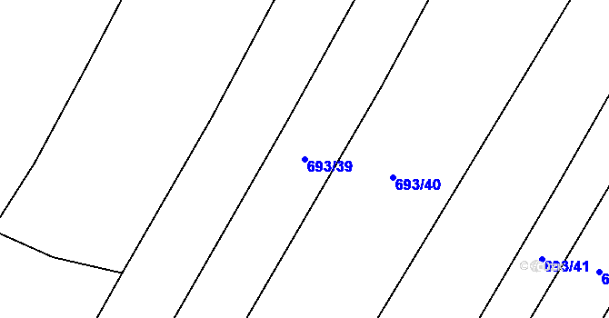 Parcela st. 693/39 v KÚ Lom, Katastrální mapa