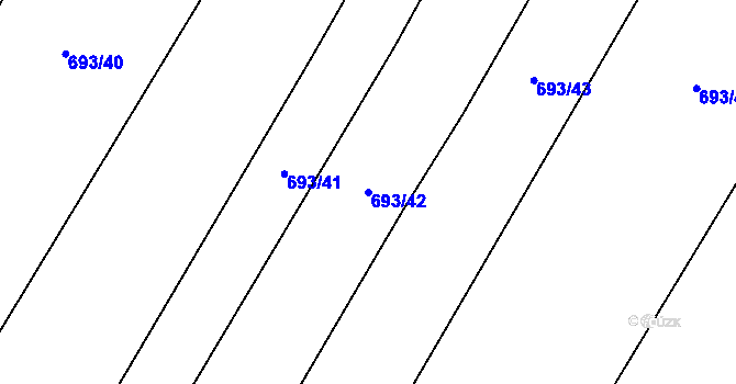Parcela st. 693/42 v KÚ Lom, Katastrální mapa
