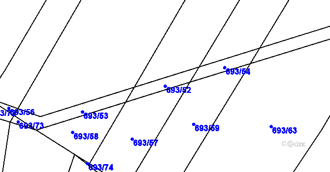 Parcela st. 693/52 v KÚ Lom, Katastrální mapa