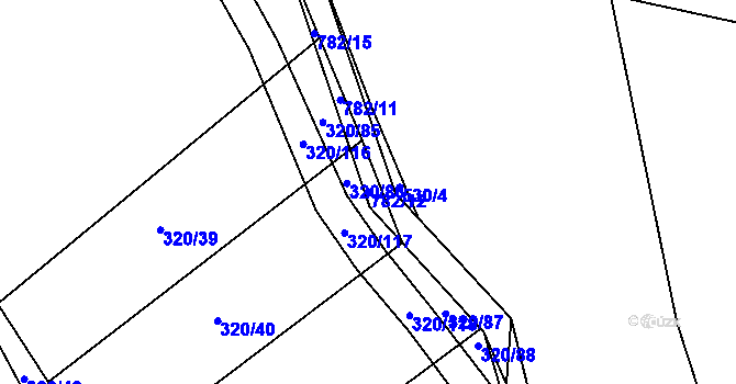 Parcela st. 782/12 v KÚ Lom, Katastrální mapa