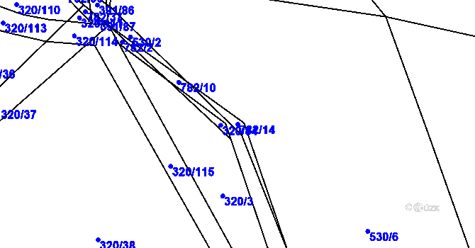 Parcela st. 782/14 v KÚ Lom, Katastrální mapa