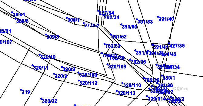 Parcela st. 782/31 v KÚ Lom, Katastrální mapa