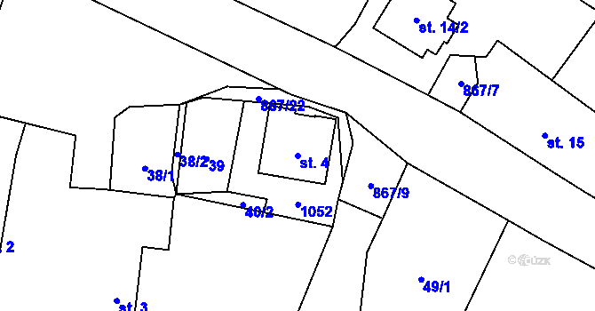 Parcela st. 4 v KÚ Radimovice u Želče, Katastrální mapa