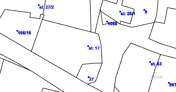 Parcela st. 17 v KÚ Radimovice u Želče, Katastrální mapa