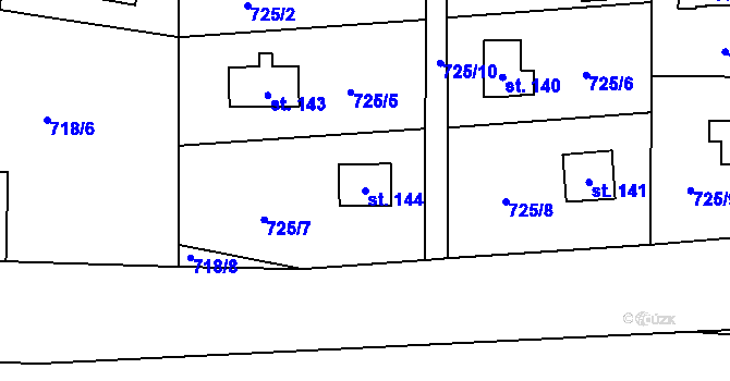 Parcela st. 144 v KÚ Radimovice u Želče, Katastrální mapa