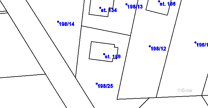 Parcela st. 189 v KÚ Radimovice u Želče, Katastrální mapa