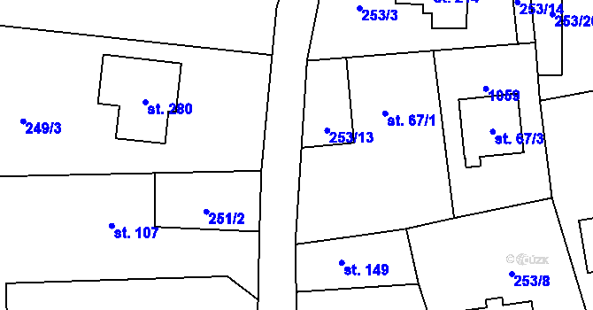 Parcela st. 253/15 v KÚ Radimovice u Želče, Katastrální mapa