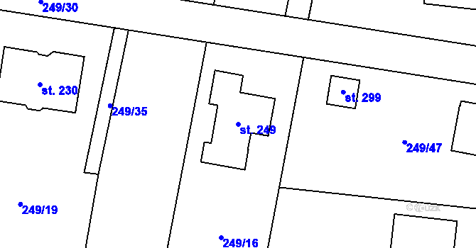 Parcela st. 249 v KÚ Radimovice u Želče, Katastrální mapa