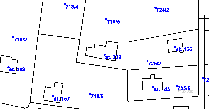 Parcela st. 239 v KÚ Radimovice u Želče, Katastrální mapa