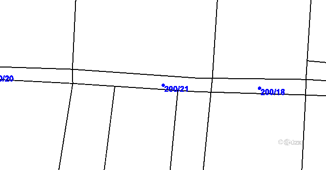 Parcela st. 200/21 v KÚ Radimovice u Želče, Katastrální mapa