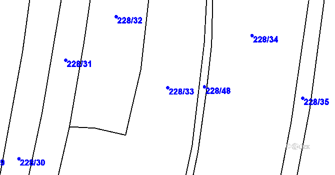 Parcela st. 228/33 v KÚ Radimovice u Želče, Katastrální mapa