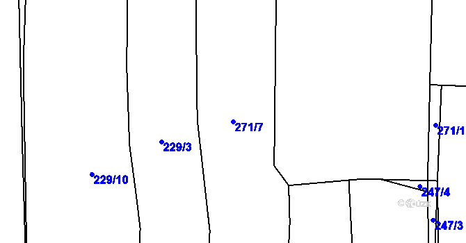 Parcela st. 271/7 v KÚ Radimovice u Želče, Katastrální mapa