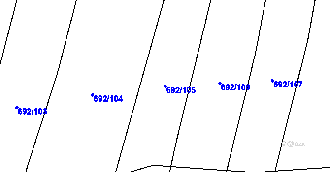 Parcela st. 692/105 v KÚ Radimovice u Želče, Katastrální mapa