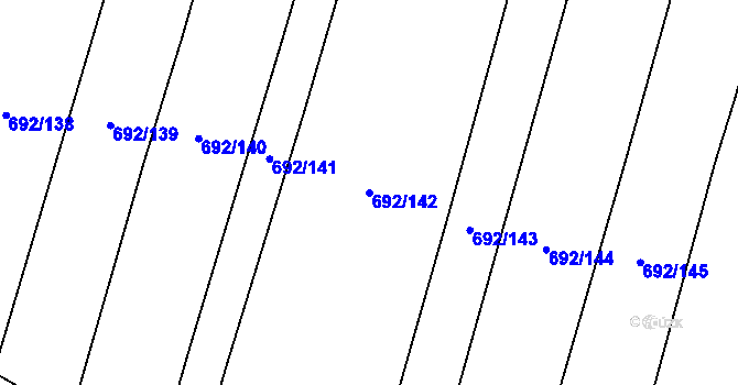 Parcela st. 692/142 v KÚ Radimovice u Želče, Katastrální mapa