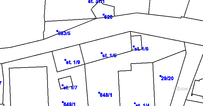 Parcela st. 1/5 v KÚ Slapy u Tábora, Katastrální mapa