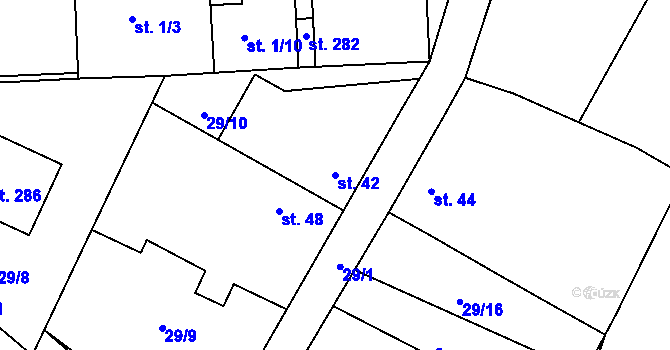 Parcela st. 42 v KÚ Slapy u Tábora, Katastrální mapa
