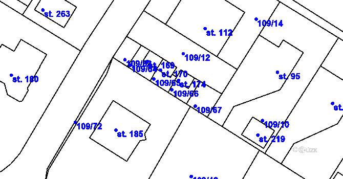 Parcela st. 109/66 v KÚ Slapy u Tábora, Katastrální mapa