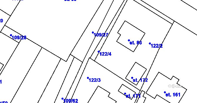 Parcela st. 122/4 v KÚ Slapy u Tábora, Katastrální mapa