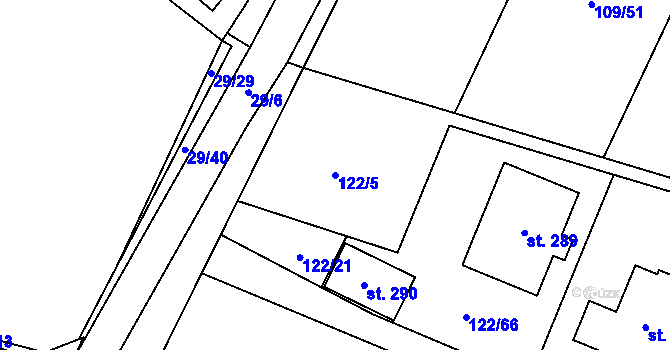 Parcela st. 122/5 v KÚ Slapy u Tábora, Katastrální mapa