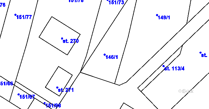 Parcela st. 146/1 v KÚ Slapy u Tábora, Katastrální mapa