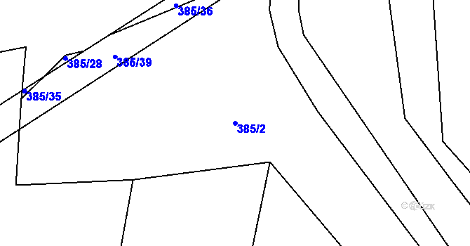Parcela st. 385/2 v KÚ Slapy u Tábora, Katastrální mapa
