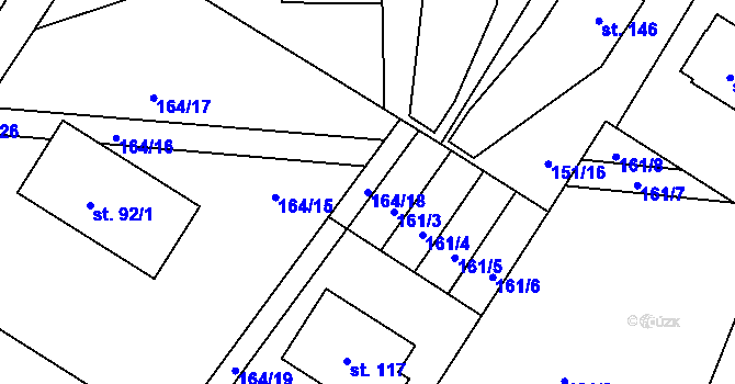 Parcela st. 164/18 v KÚ Slapy u Tábora, Katastrální mapa